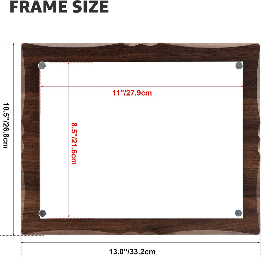 8.5x11 Brown Wavy Edge Plaque, Magnetic Certificate Frame | Document, Diploma, Award, Shatter-Resistant Plexiglass