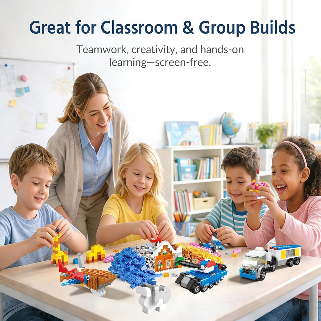 1100 PCS Building Blocks for Kids 6-12, STEM Learning Bulk Bricks Set, 147 Shapes 17 Colors, Compatible with All