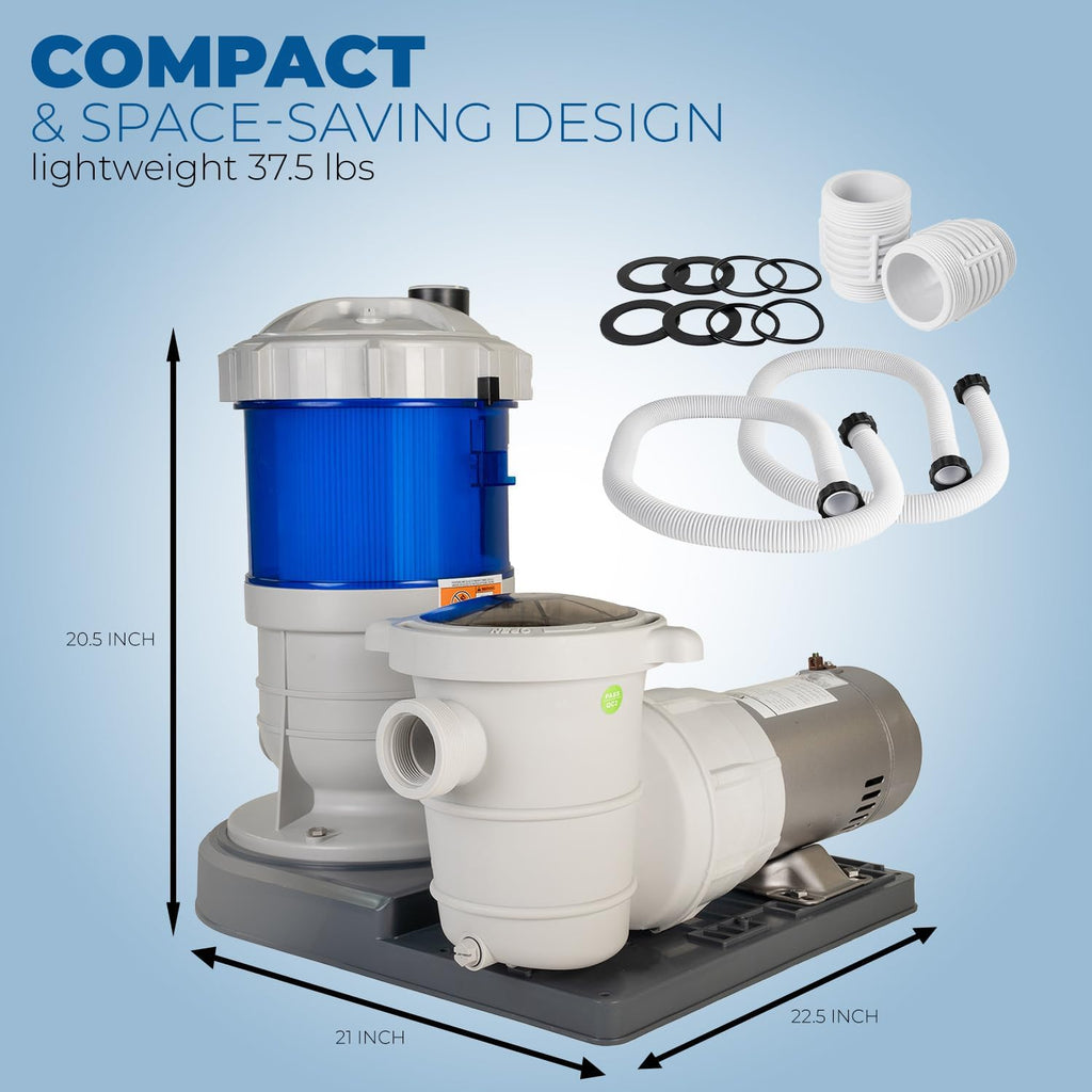 1,800 GPH Pool Cartridge Filter System w/Pool Pump for Above Ground Swimming Pool Up To 18,000 Gallons, 1.5” Ports
