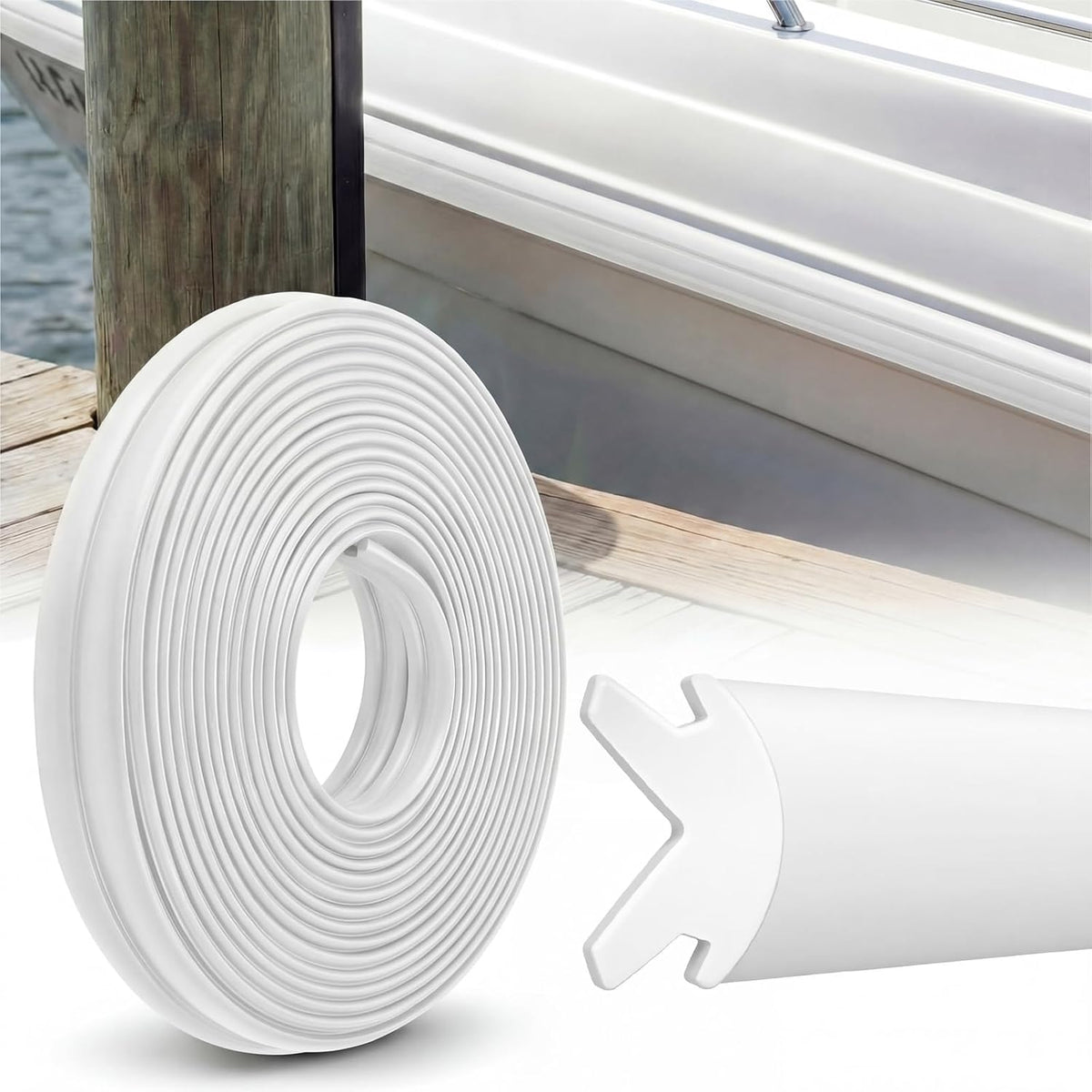 DaisyInner 50 ft White Vinyl Rub Rail Insert, 3/4 x 3/8 Inch