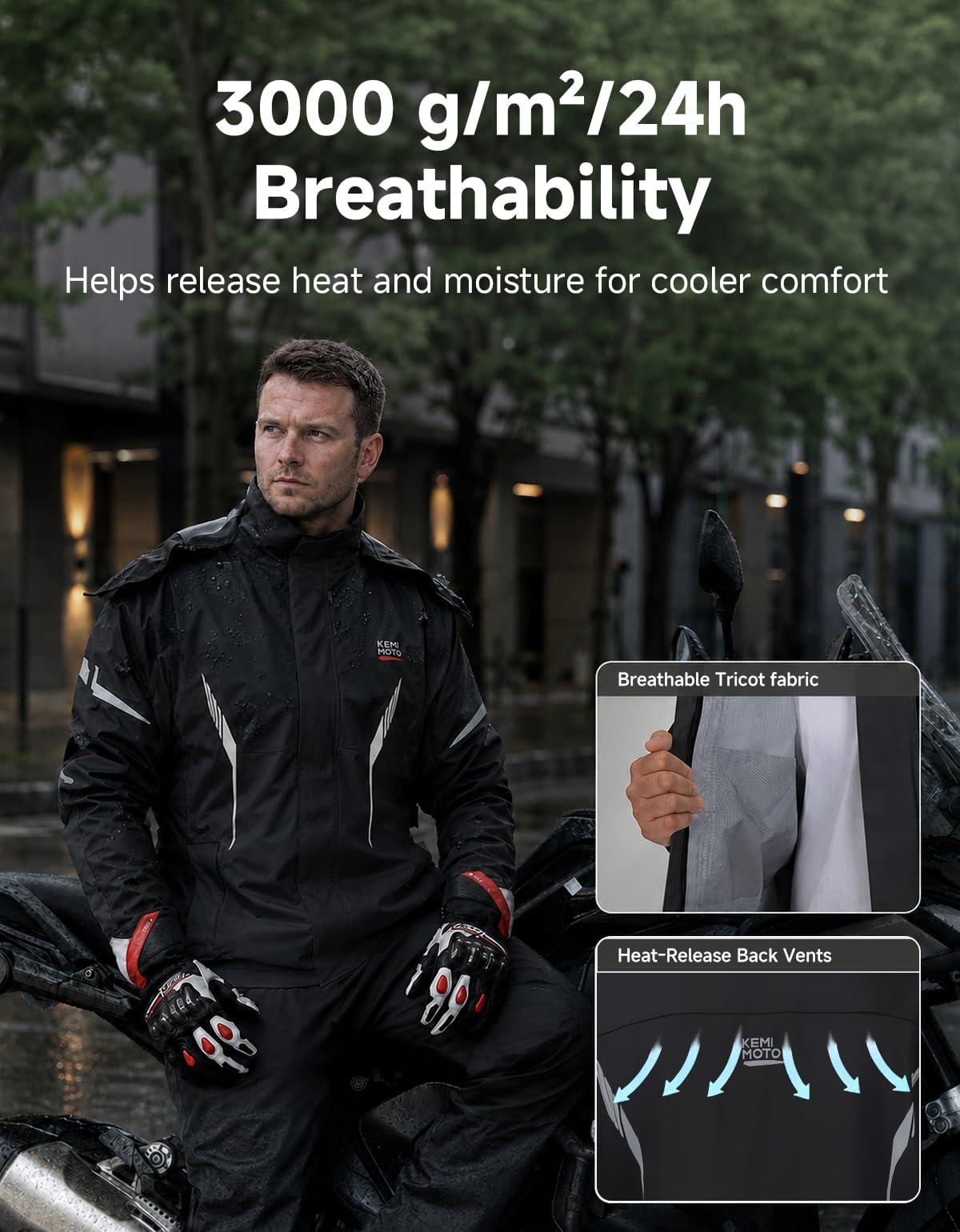 Motorcycle Rain Suits for Men with Dual Breathable System