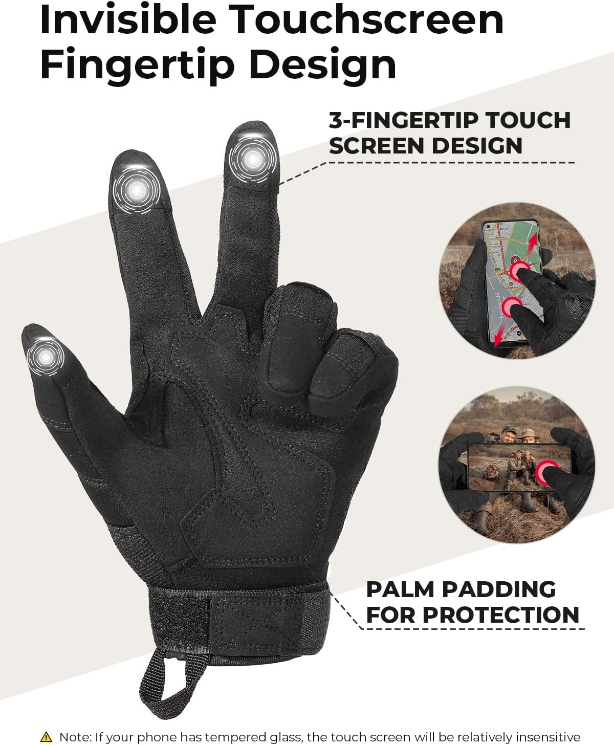Tactical Gloves for Men, Touchscreen Motorcycle Gloves with Hard Shell & Palm Padding for Sports Motorcycle Cycling