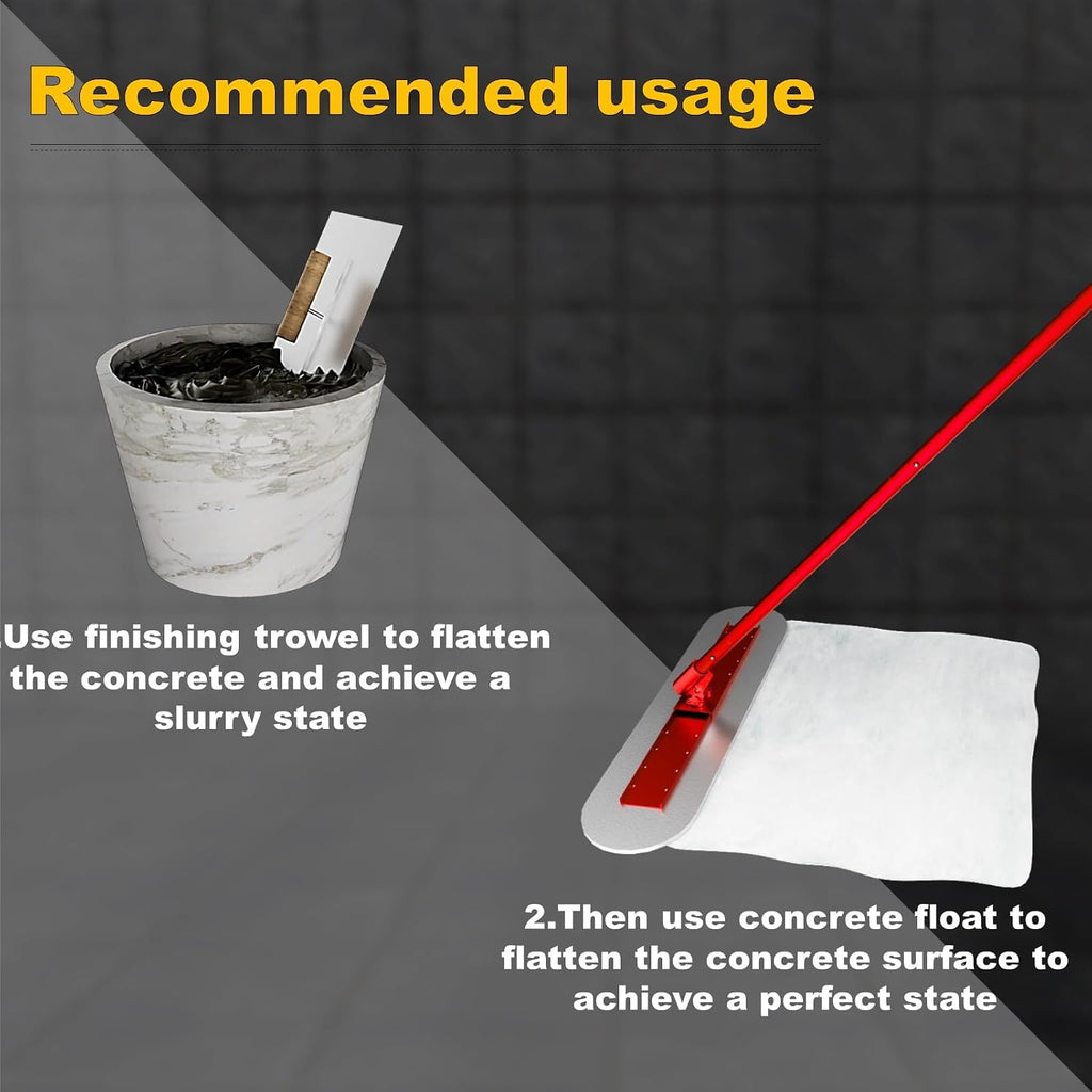48" x 12" Concrete Bull Float Kit, 57" Adjustable Handle Finishing Trowel | Stainless Steel, Concrete Smoothing Tool
