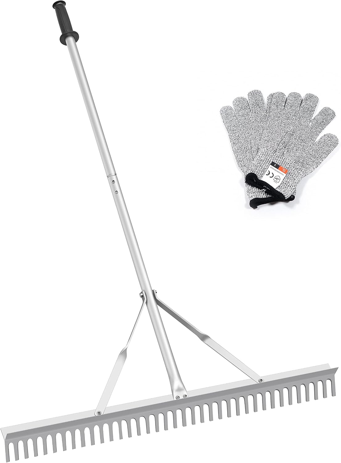 Landscape Rake, 36" Head Aluminum Lake Weed Rake for Lawns Lake Garden Pond | Heavy Duty Rake with 67 Inch Handle