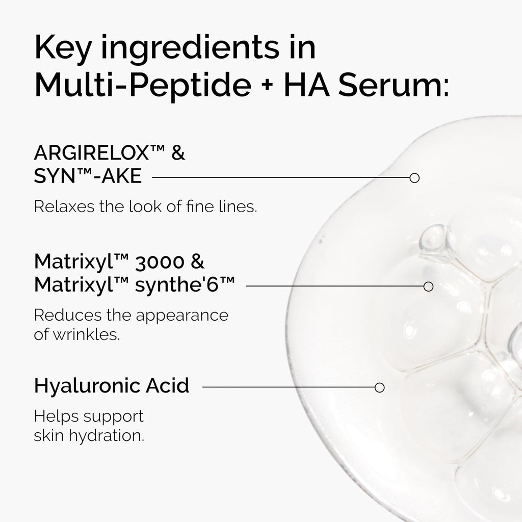 Age Support Set - 3-Step Anti-Aging Skin Regimen with Multi-Peptide + HA, Multi-Peptide Eye Serum, and Natural