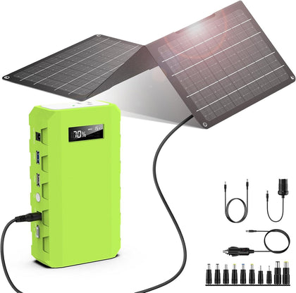 24000mAh Portable Power Station with Panels Included 30W | Powkey 86Wh Solar Generator with AC Outlet 120V, Lithium