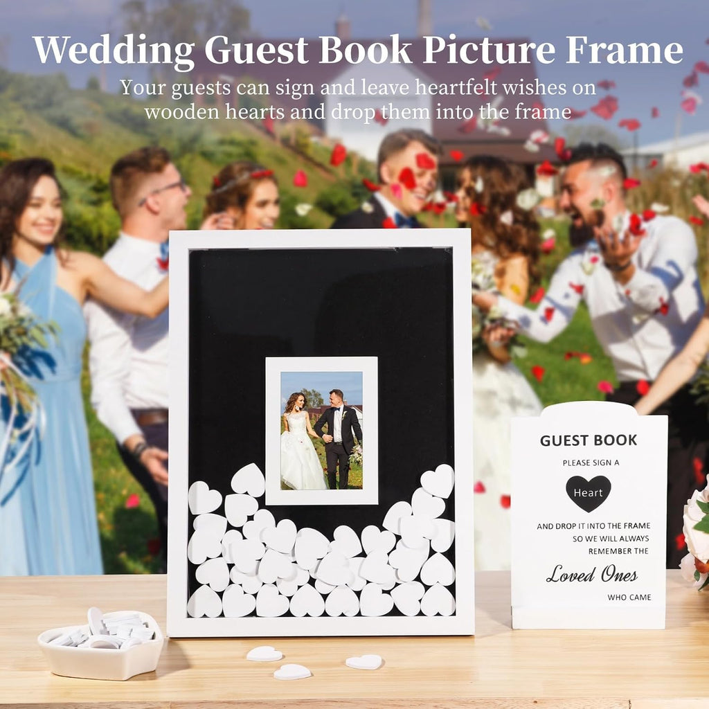 Wedding Guest Book Alternative, Guest Book Wedding Reception, Wedding Guest Book Alternative with 70 White Hearts