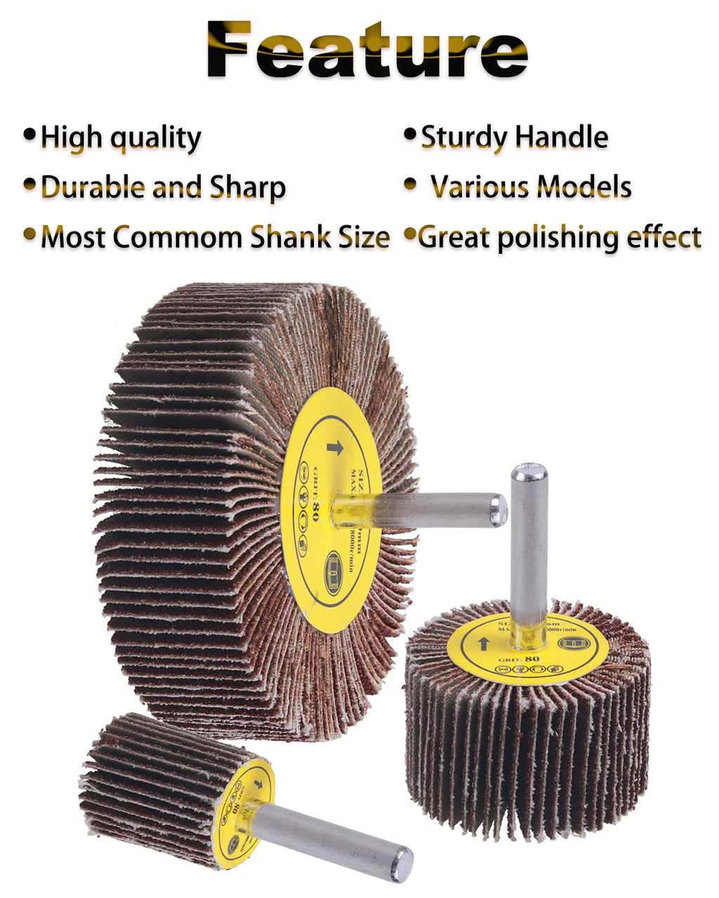 Rocaris 40 Pack 1/4" Abrasive Flap Wheel Sander Set, 8 Sizes