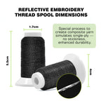 Reflective Embroidery Machine Thread for Sewing, 2 Pack Reflect High-Visibility Polyester Sewing Thread Supplies