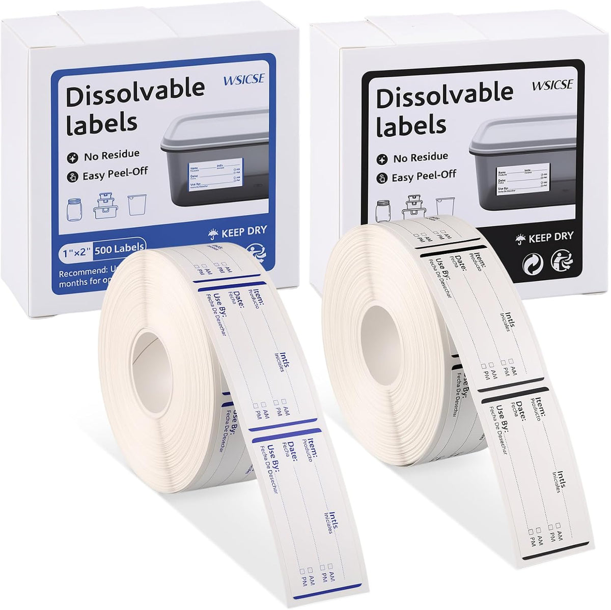 2 Rolls 1000 Pieces Dissolvable Food Labels