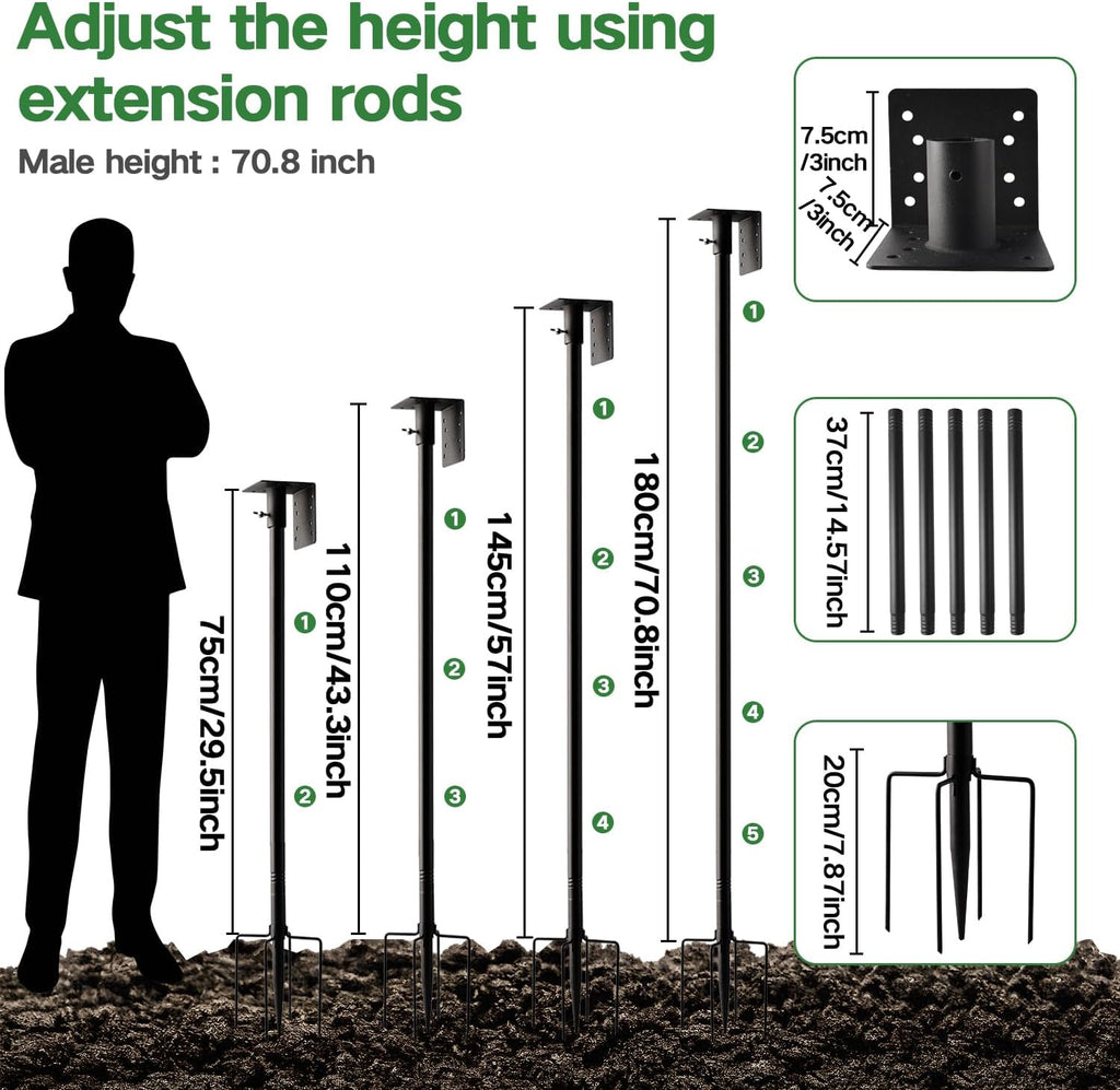 Bird House Pole 79in Heavy Duty Stand for Feeders Houses | Universal Top Plate,Rustproof Coating,5-Prong