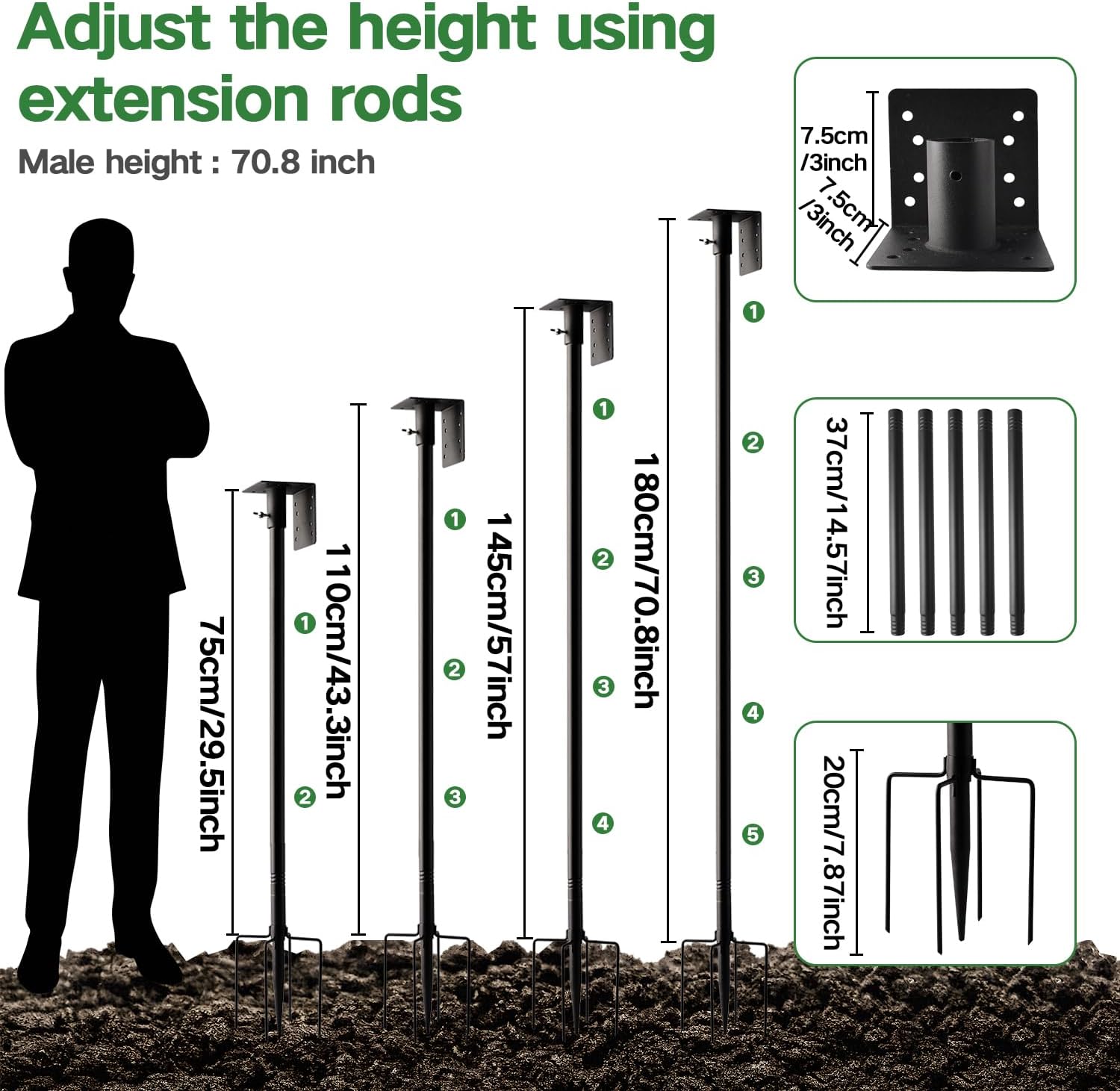 Bird House Pole 79in Heavy Duty Stand for Feeders Houses | Universal Top Plate,Rustproof Coating,5-Prong