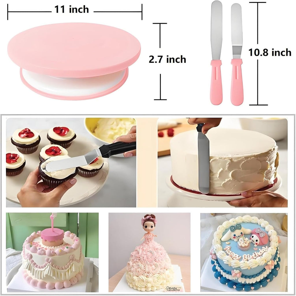 Cake Decorating Kit, 298 Pcs Baking Tools (Pink)