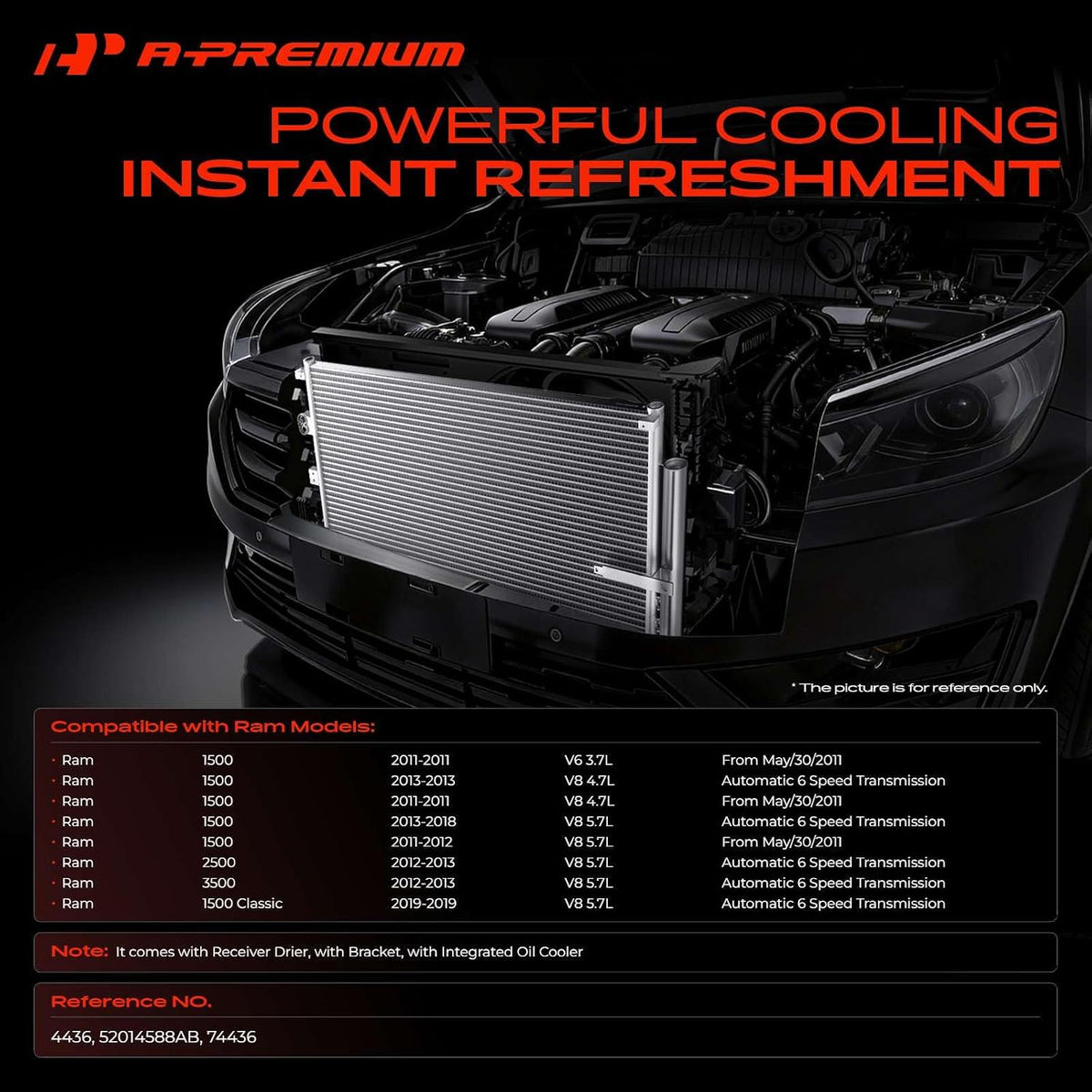 A-Premium Air Conditioning Condenser Compatible with Ram