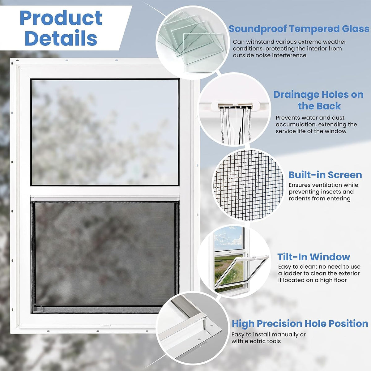 Vinyl Single Hung Sliding Window 30" x 54" White