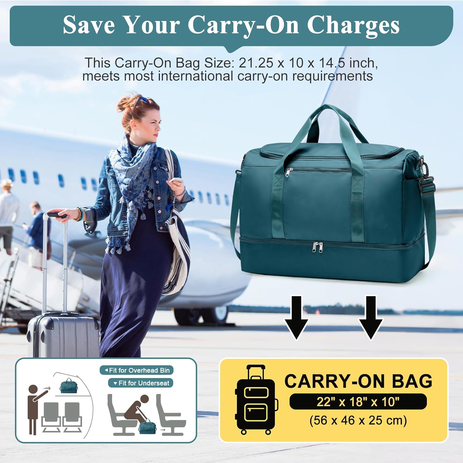 Extra Large Travel Duffle Bag,Carry on Overnight Weekend Bag with Shoes Compartment,Weekender Bags for Women for
