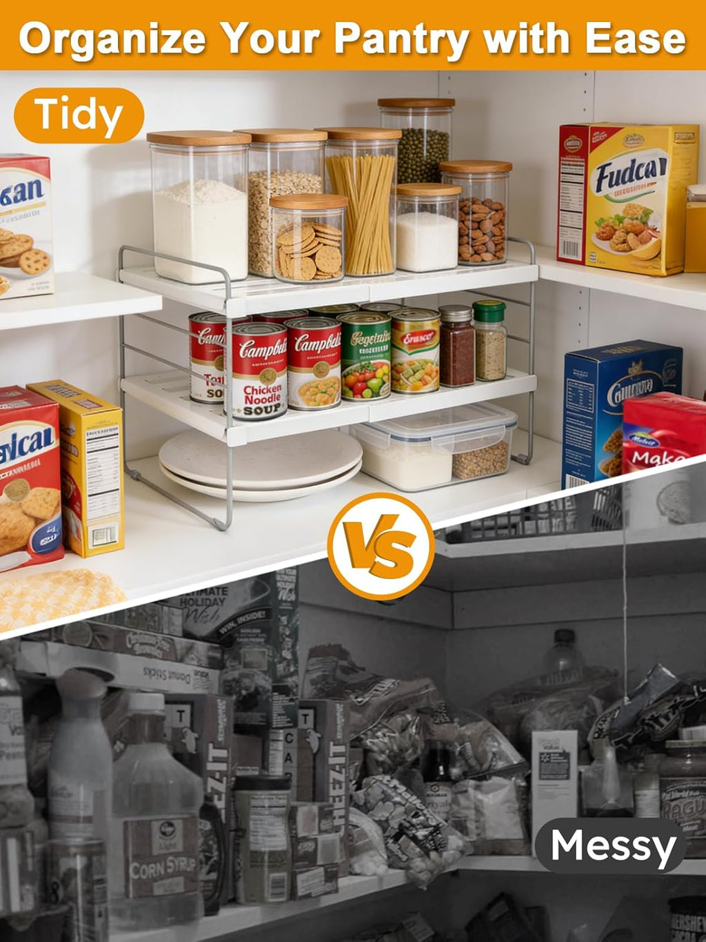 Foil and Plastic Wrap Organizer, Expandable Kitchen Pantry Storage, Height Adjustable Cabinet Rack for Kitchen