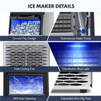 100LBS/24H Commercial Ice Maker Machine Under Counter/Freestanding