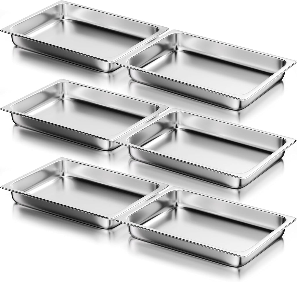 Stainless Steel Steam Table Hotel Pan Set 1/1 Size 2.5 Inches 6pcs