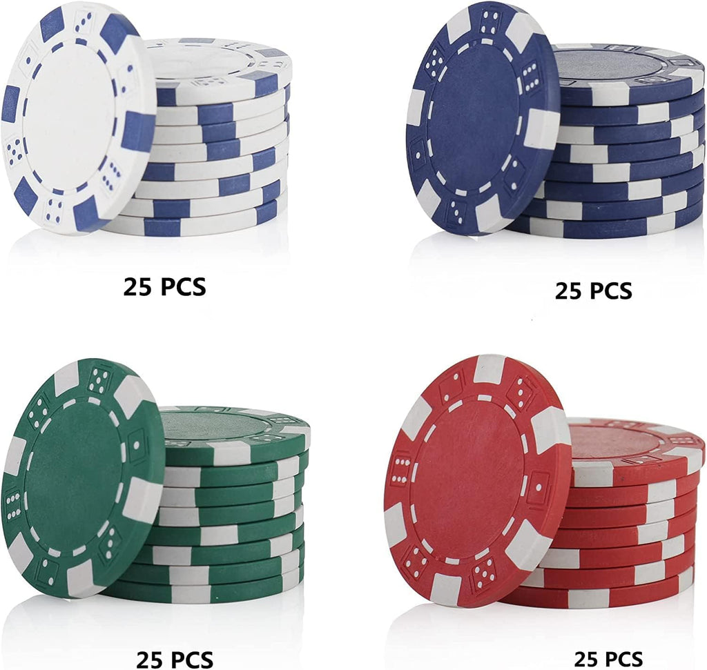 11.5 Gram Poker Chips,100pc Casino Poker Chips for Texas Hold'em, Blackjack Chips,Casino Poker Games Kit,Poker Chip