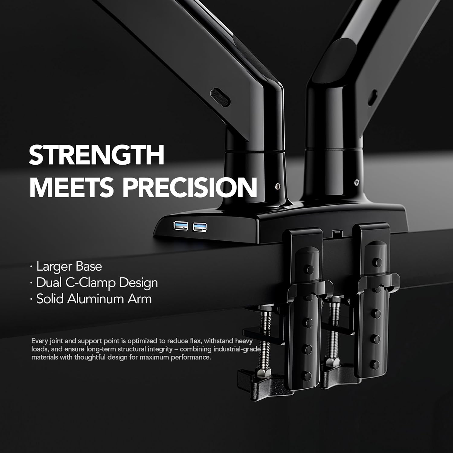 Dual Monitor Stand for 13″–40″, Premium Dual Monitor Mount with USB, Height Adjustable Monitor Stand for 2 Monitors