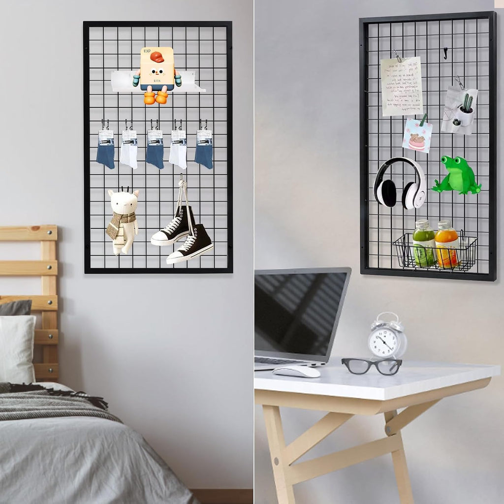 3 Packs Grid Wall Panels, Metal Black Wire Grid Panel, Gridwall Display Rack, Heavy Duty Gridwall Panels for Retail