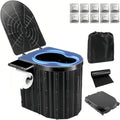 Portable Camping Toilet for Adults With Urine Gel & Leak-Proof Bags | Washable, 12-Inch Extra Wide Seat, Hold Up to