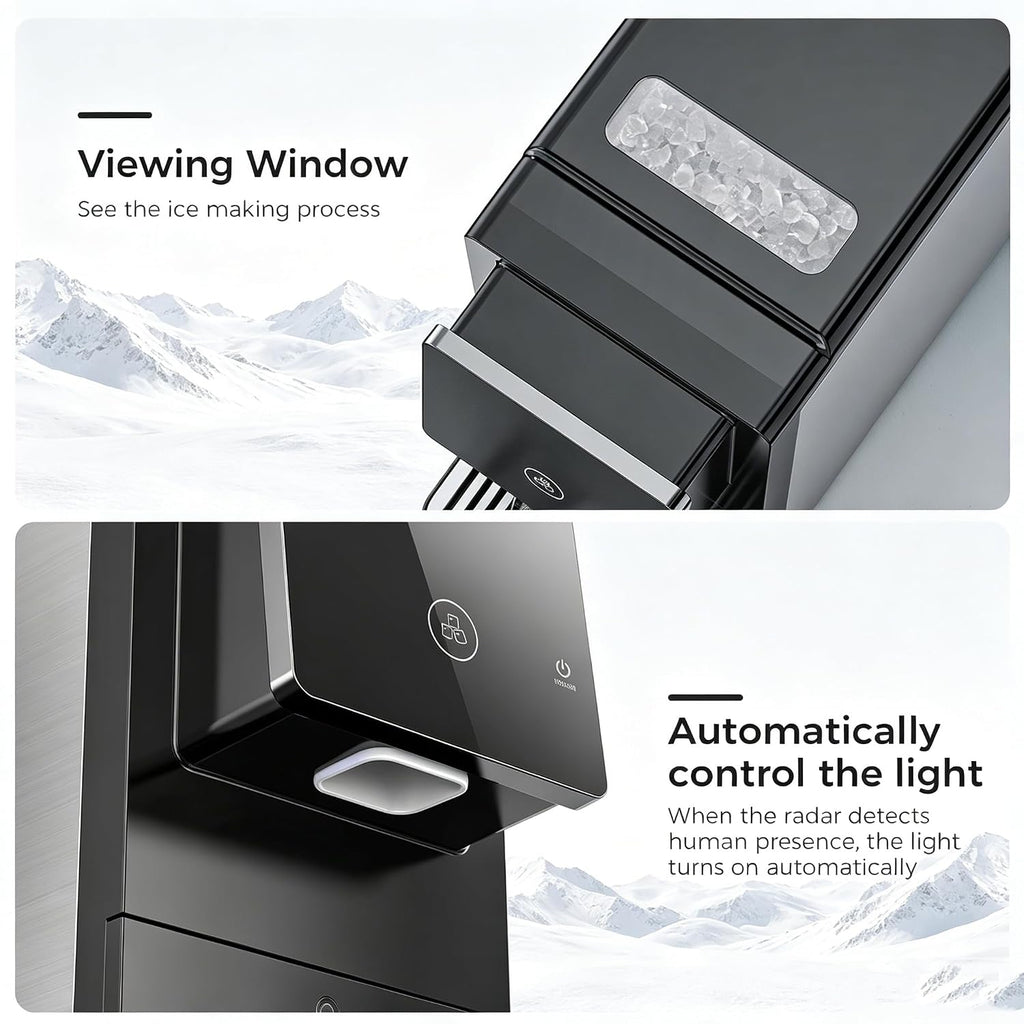 Nugget Countertop Ice Maker, Automatic Ice Dispenser, 33 lbs/Day Chewable Pellet Ice Machine with Self-Cleaning &