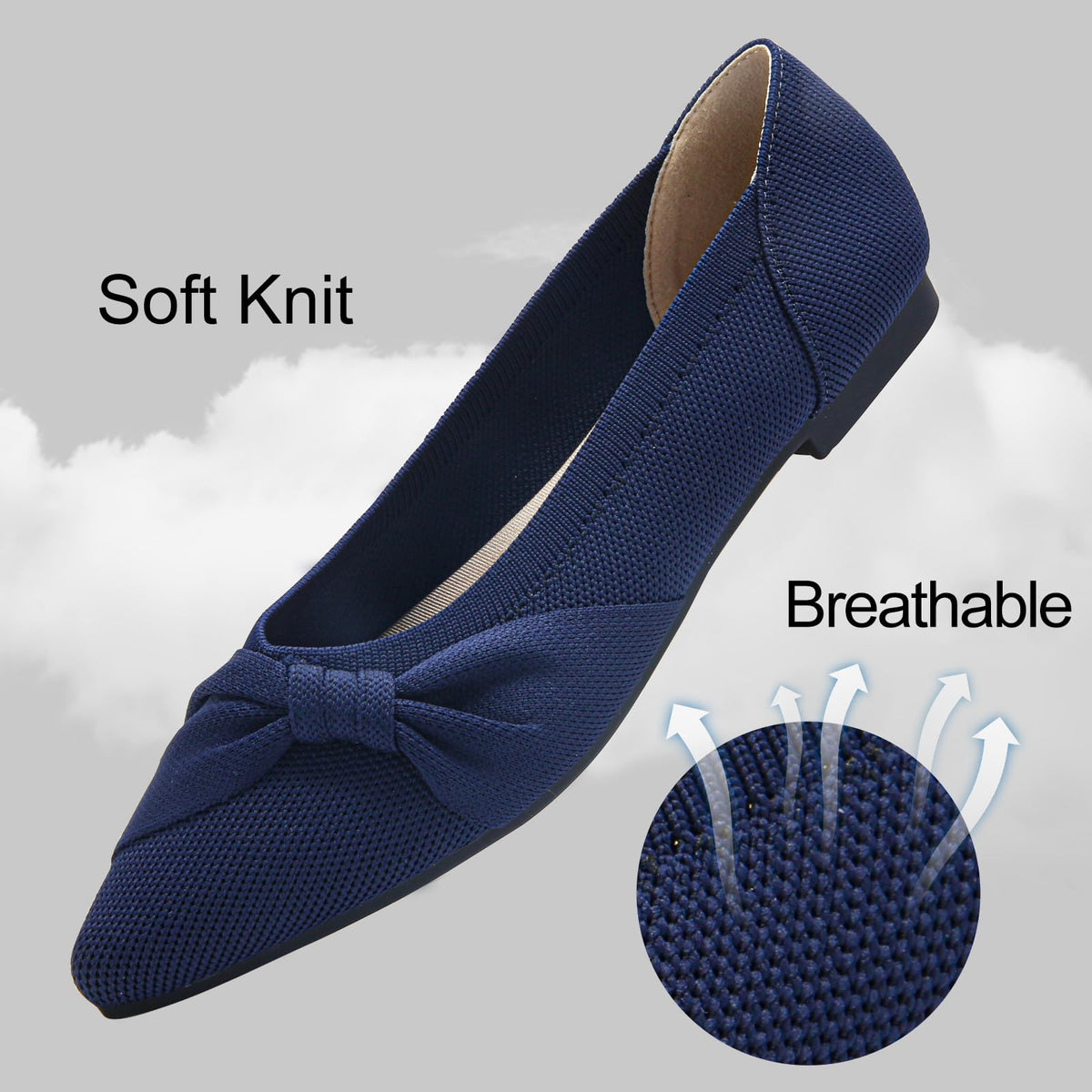 Pointed Toe Flats for Women Ballet Flats Navy US7