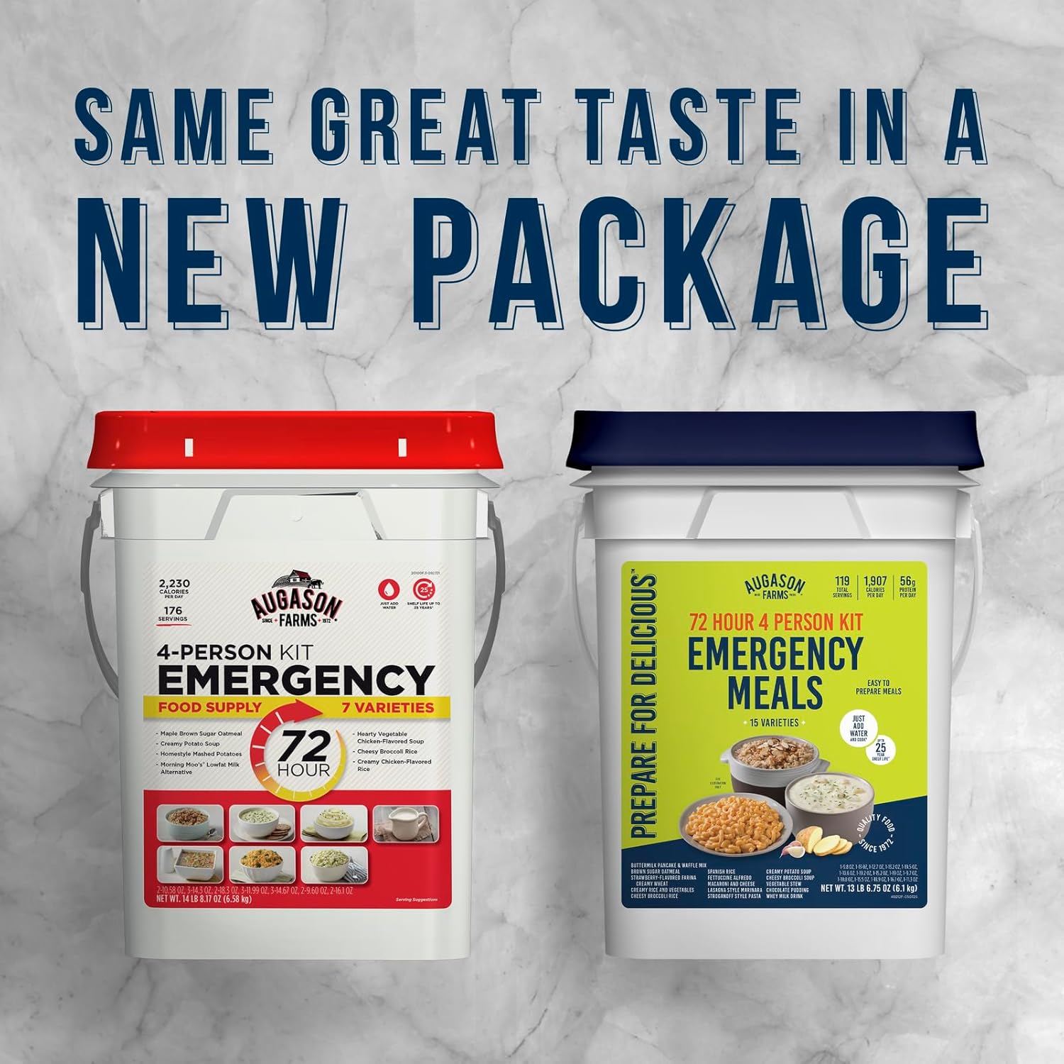 Four Person 72 Hour Emergency Food Supply | 119 Servings, 25 Year Shelf Life, Feeds 4 People, Survival Food Camping
