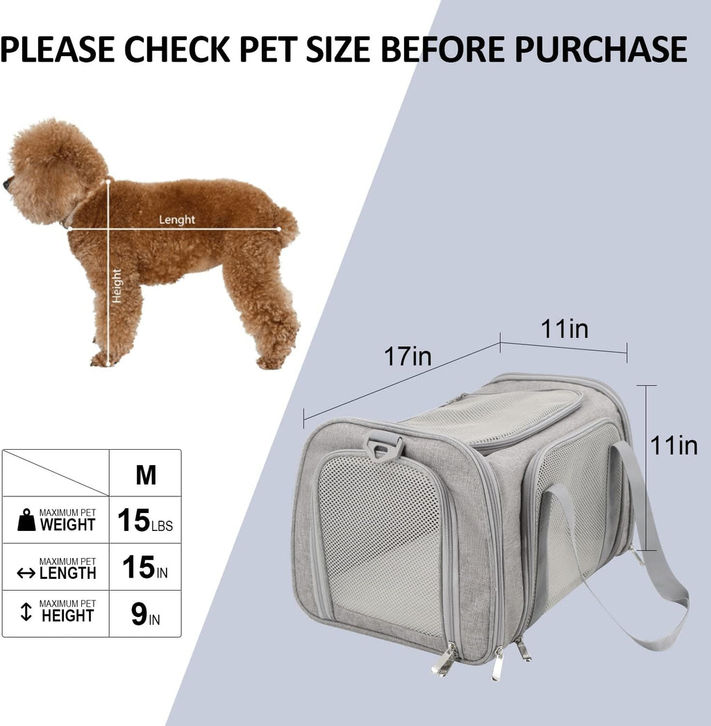 Cat Carriers Dog Carrier Pet Carrier For Small / Medium Cats Dogs Puppies (Up To 15lbs), TSA Airline Approved Small