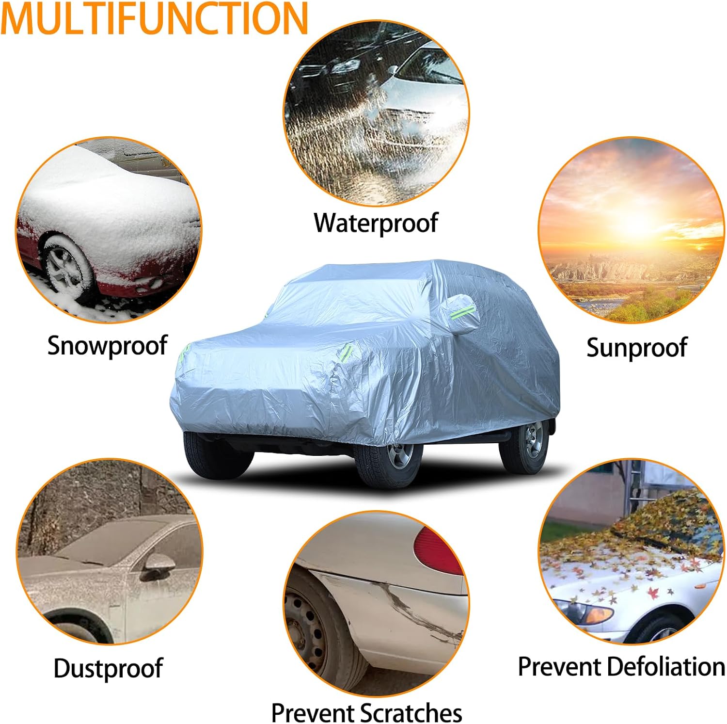Compatible with Toyota FJ Cruiser 2007-2021 Car Cover Waterproof All Weather Outdoor Full Car Cover, Sun Hail UV Snow
