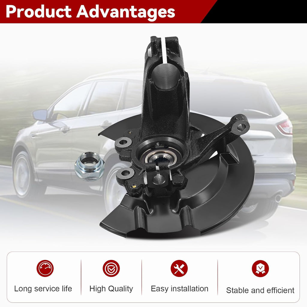 Front Right Wheel Bearing & Steering Knuckle Fit for Ford Escape