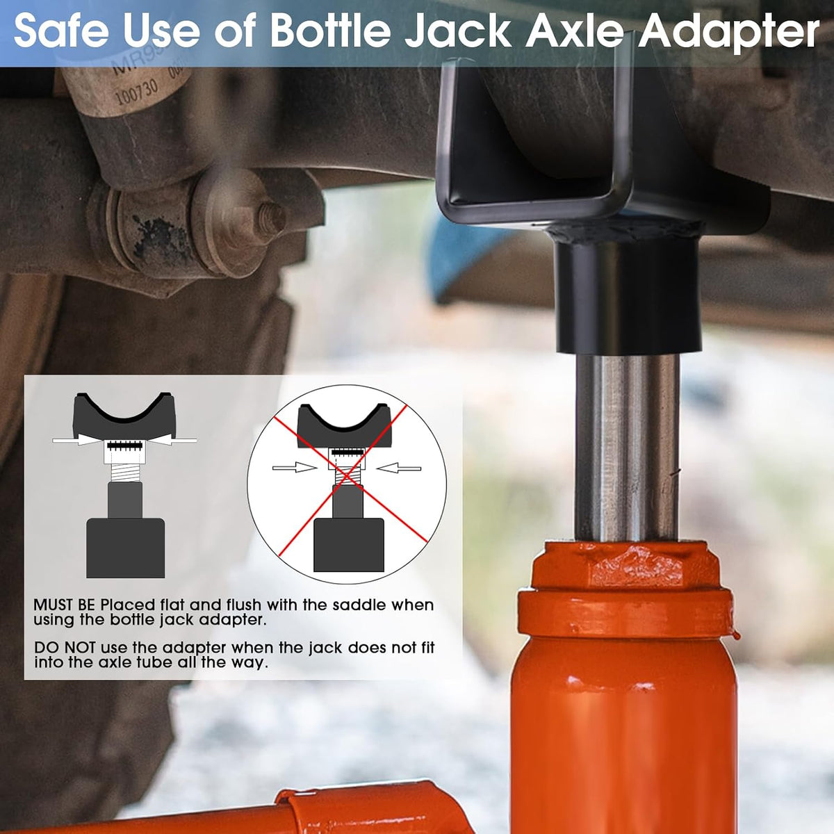 Bottle Jack Axle Adapter Lifting Saddle for 2" 3" 4" Round & 2" Square Tube