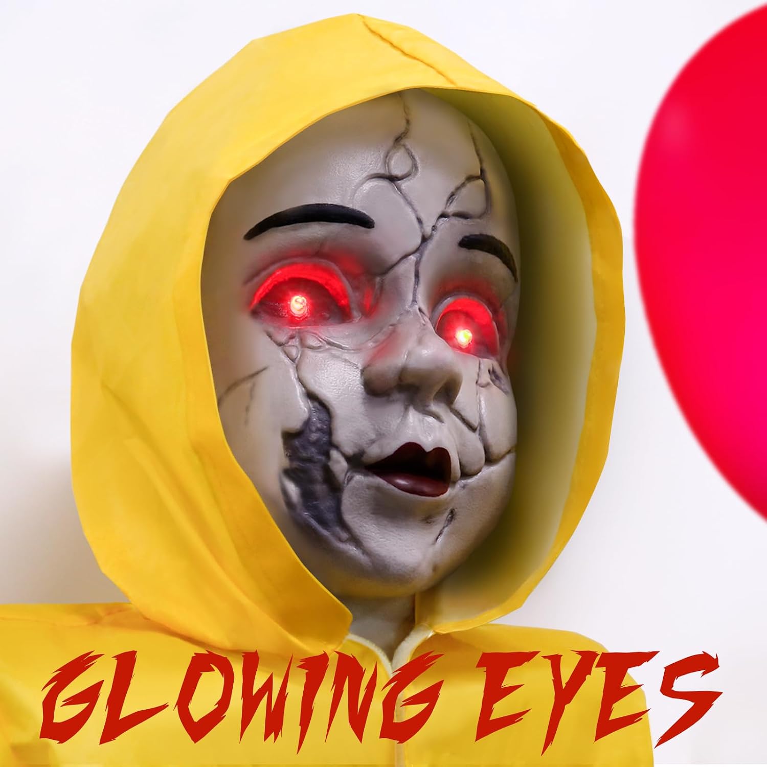 Halloween Decorations Outdoor - 4 Ft Life Size Animatronics Prop | Glowing Balloon Sound-Activated Sensor Scary Decor
