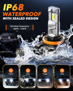 H11 Fog LED Light Bulbs, 80000LM 1200% Ultra-Bright 6500K H8/H16 Fog Bulb, 5 Min Quick Install, Longer Lifespan, IP68