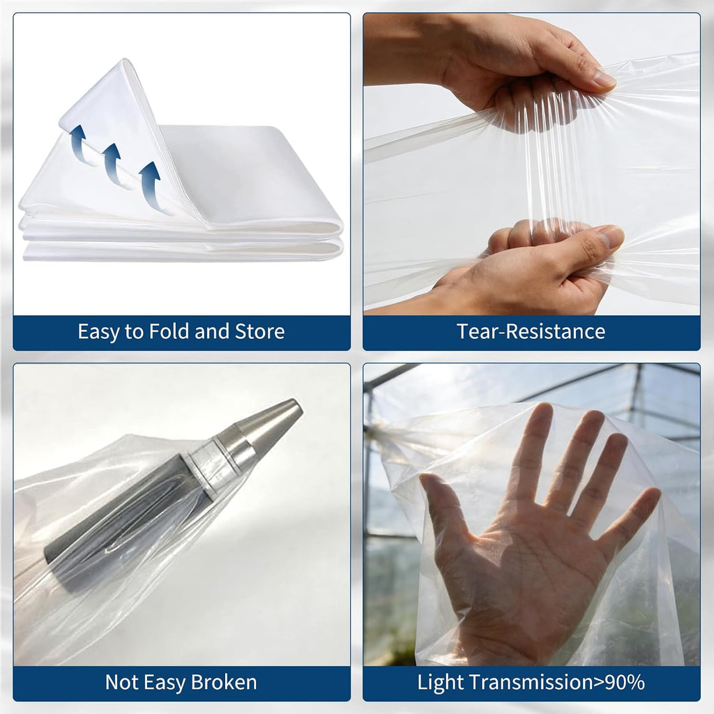 6 Mil 26x32 ft Greenhouse Plastic,Clear Plastic Sheeting