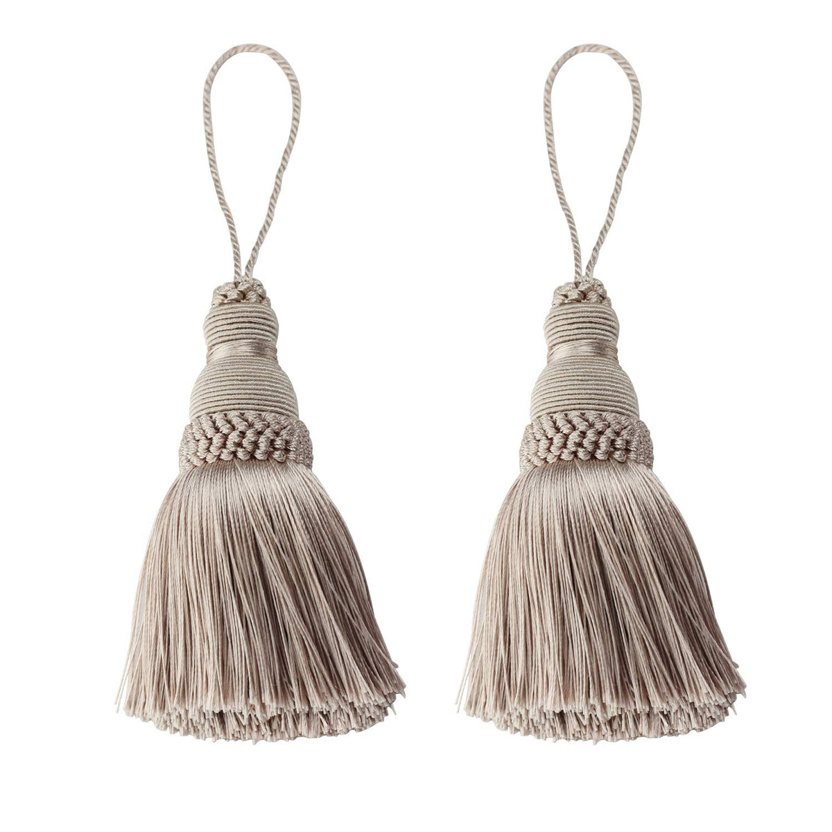 2Pcs Colorful Tassel Key Tassels DIY Accessories(Khaki)