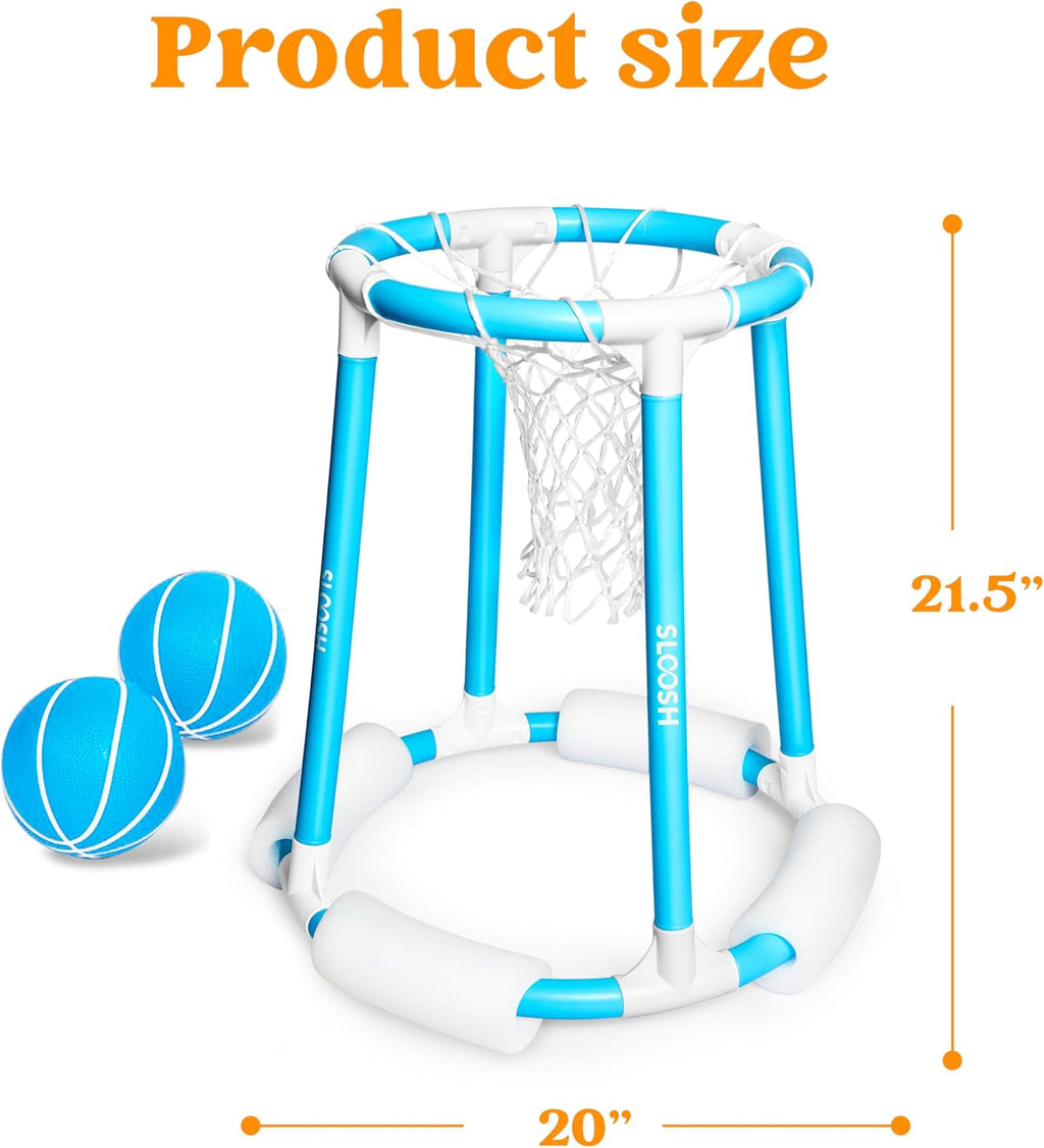 Pool Basketball Hoop Set, Floating Basketball Pool Game, Swimming Floats Toys with Balls Pump, Summer Outdoor Water