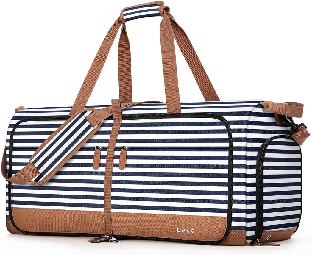 Foldable Travel Duffle Bag for Women, 80L Large Duffel Bag with Separate Shoes Compartments & Straps, Carry On