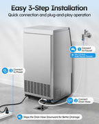 Commercial Ice Maker Machine, 100lbs/24H with 18-33lbs Ice Storage