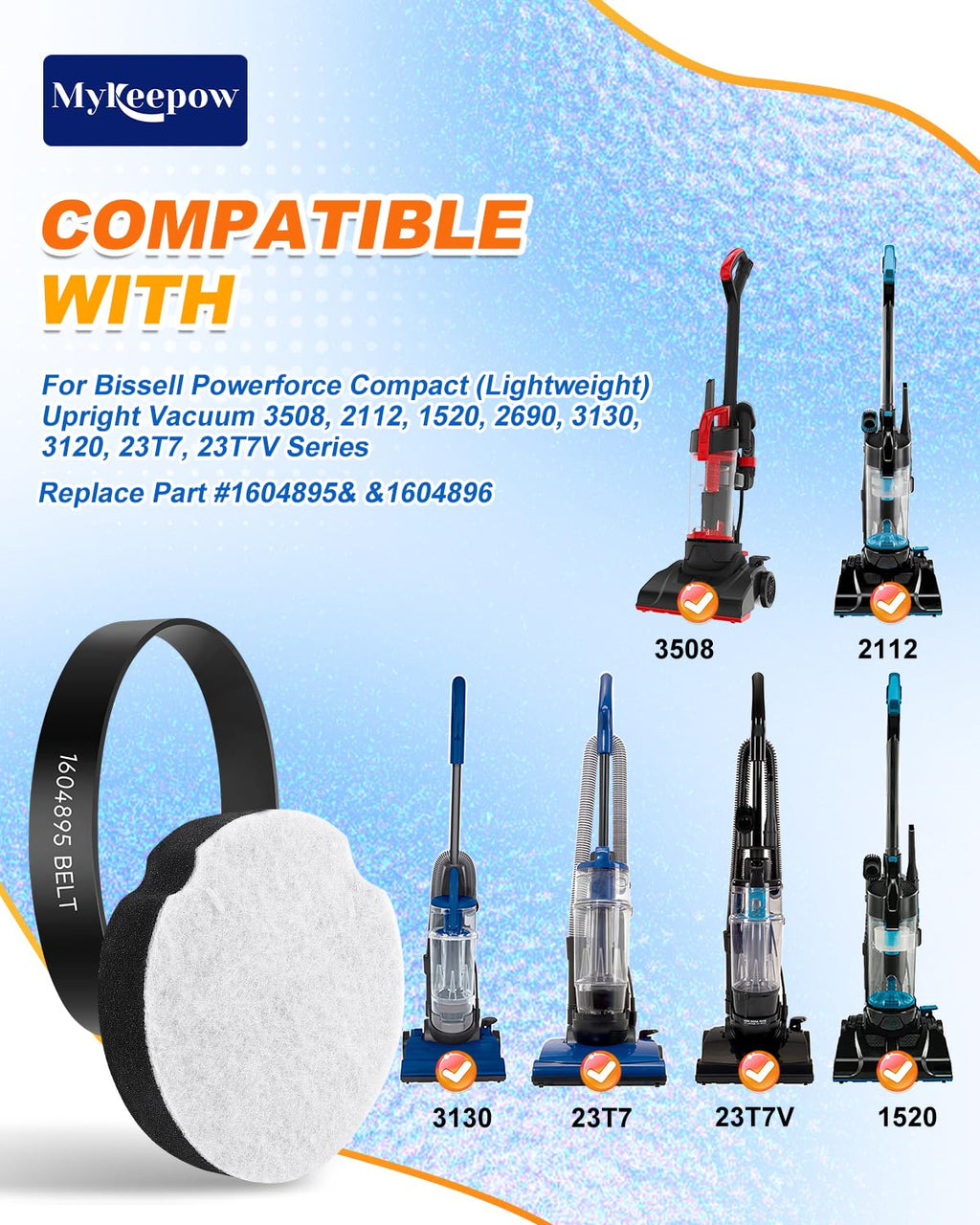 Vacuum Filter Compatible with Bissell Powerforce Compact Upright Vacuum
