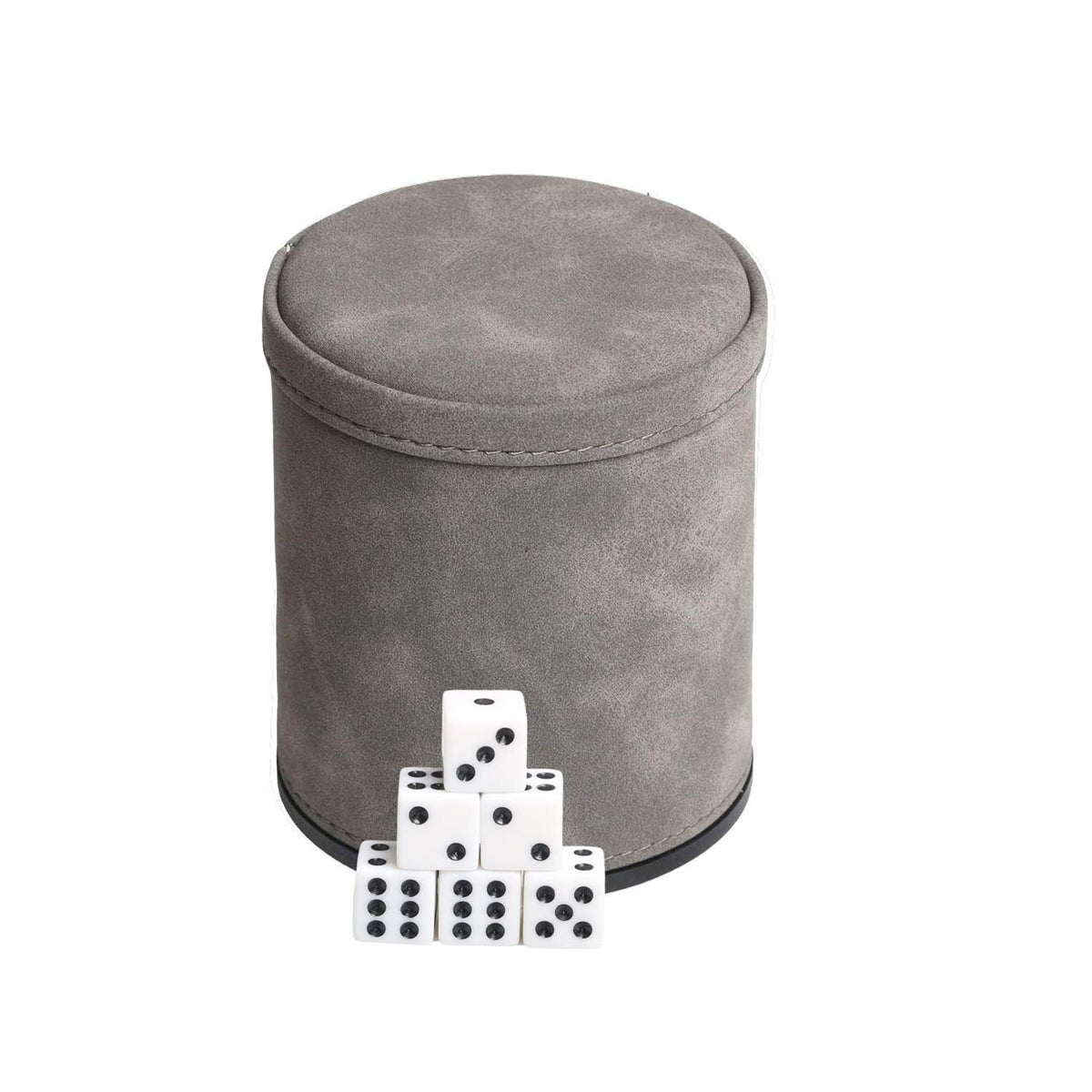 Leatherette Dice Cup Set with 6 Dices, Felt Lining Inside Quiet for Playing Liars Dice Farkle Board Games
