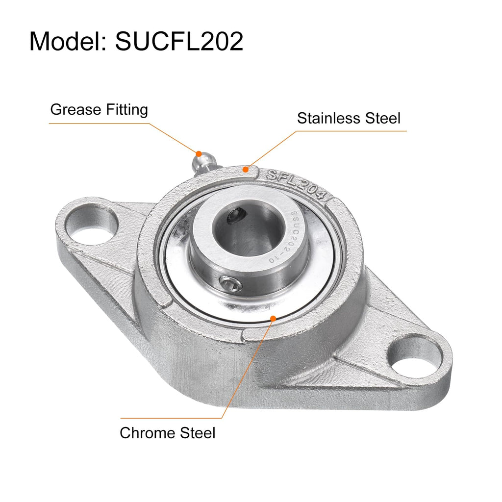 uxcell 2Pcs SUCFL202-10 Pillow Block Bearings 5/8 in Bore Self Alignment