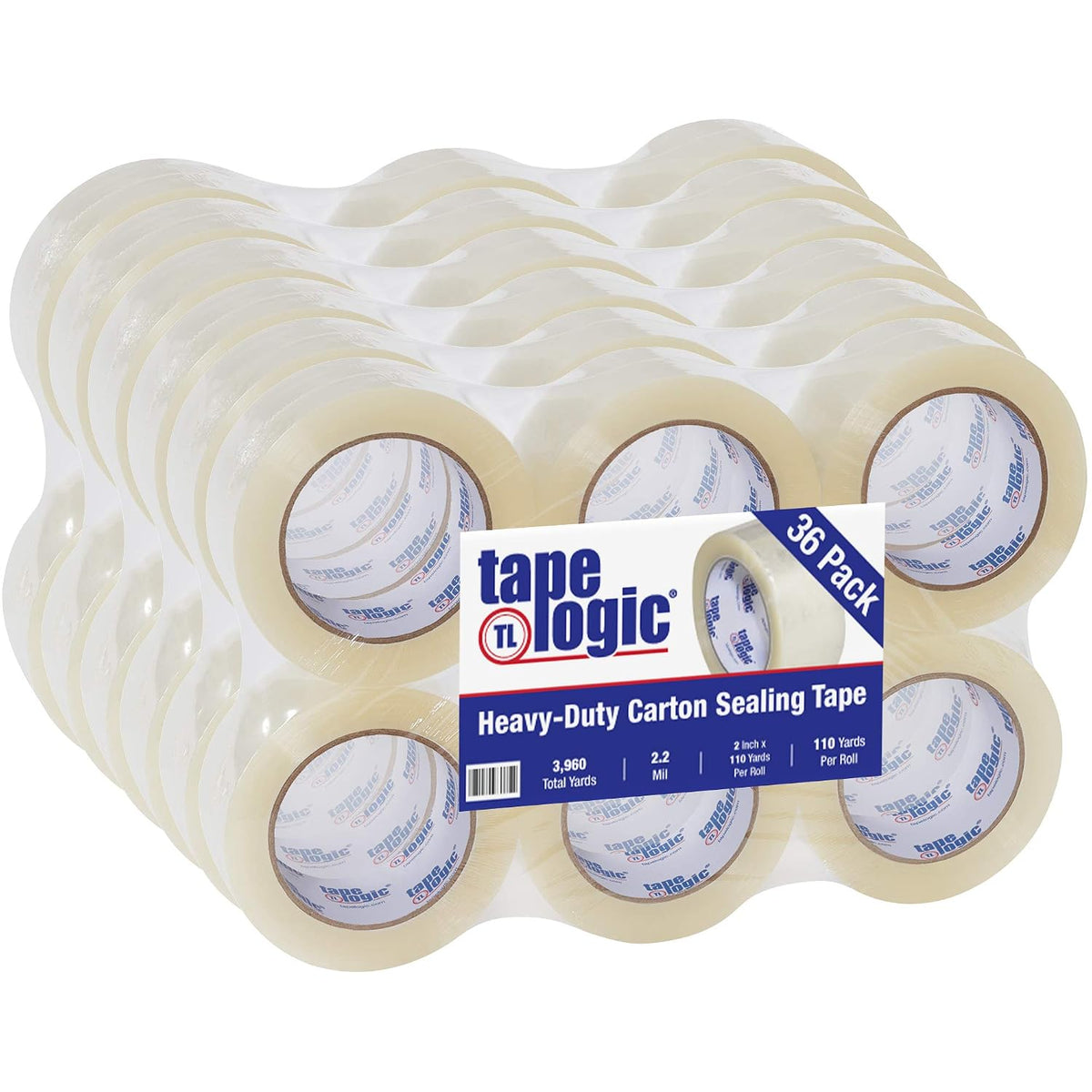 2 Inch x 110 Yards Clear Hot Melt Packing Tape, 2.2 Mil Thick, Pack of 36 Rolls