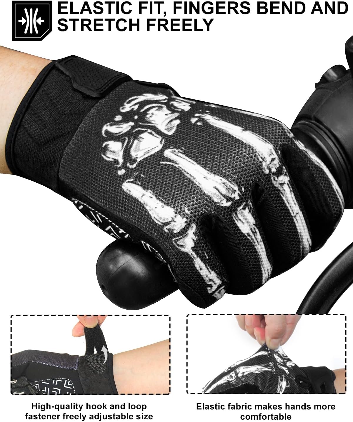 Motorcycle Gloves for Men Women Touchscreen, Lightweight Dirt Bike Glove Non-Slip, Skeleton Motorcycle Riding Glove
