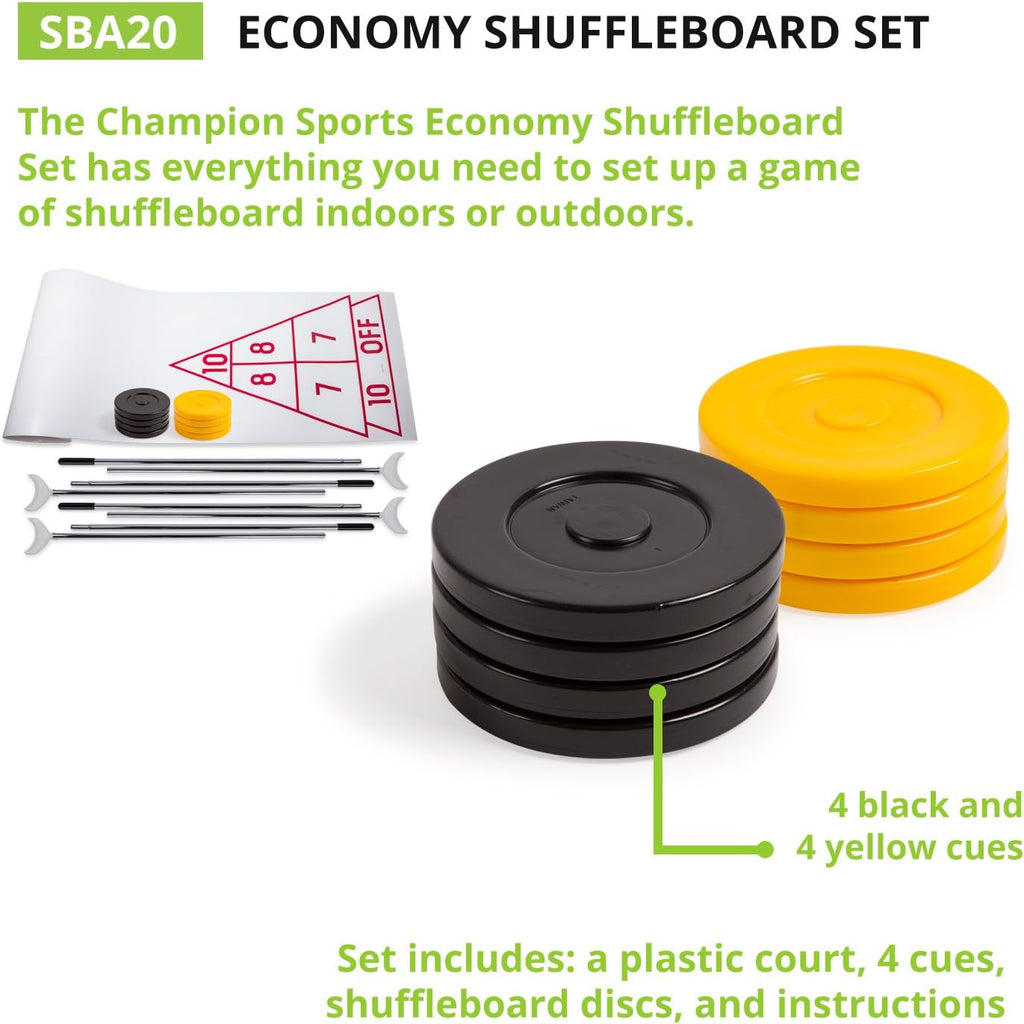 Shuffleboard Set (Cues & Pucks Included) - Easy Setup Indoor/Outdoor Group Game up to 4 Players – Multiple Styles