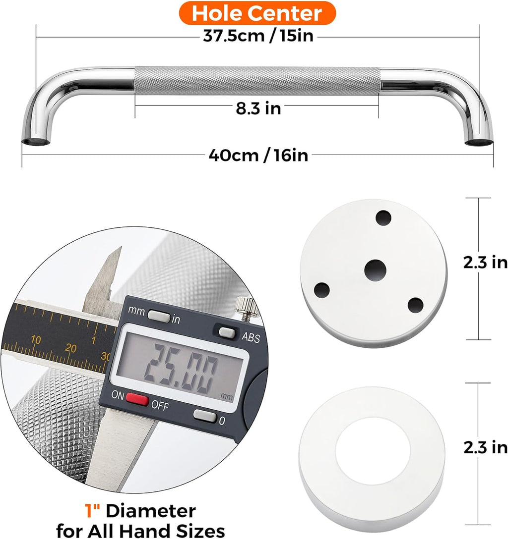 Grab Bars for Shower, 2 Pack 16-Inch Anti Slip Shower Handles for Elderly, Safety Shower Grab Bar, Stainless Steel