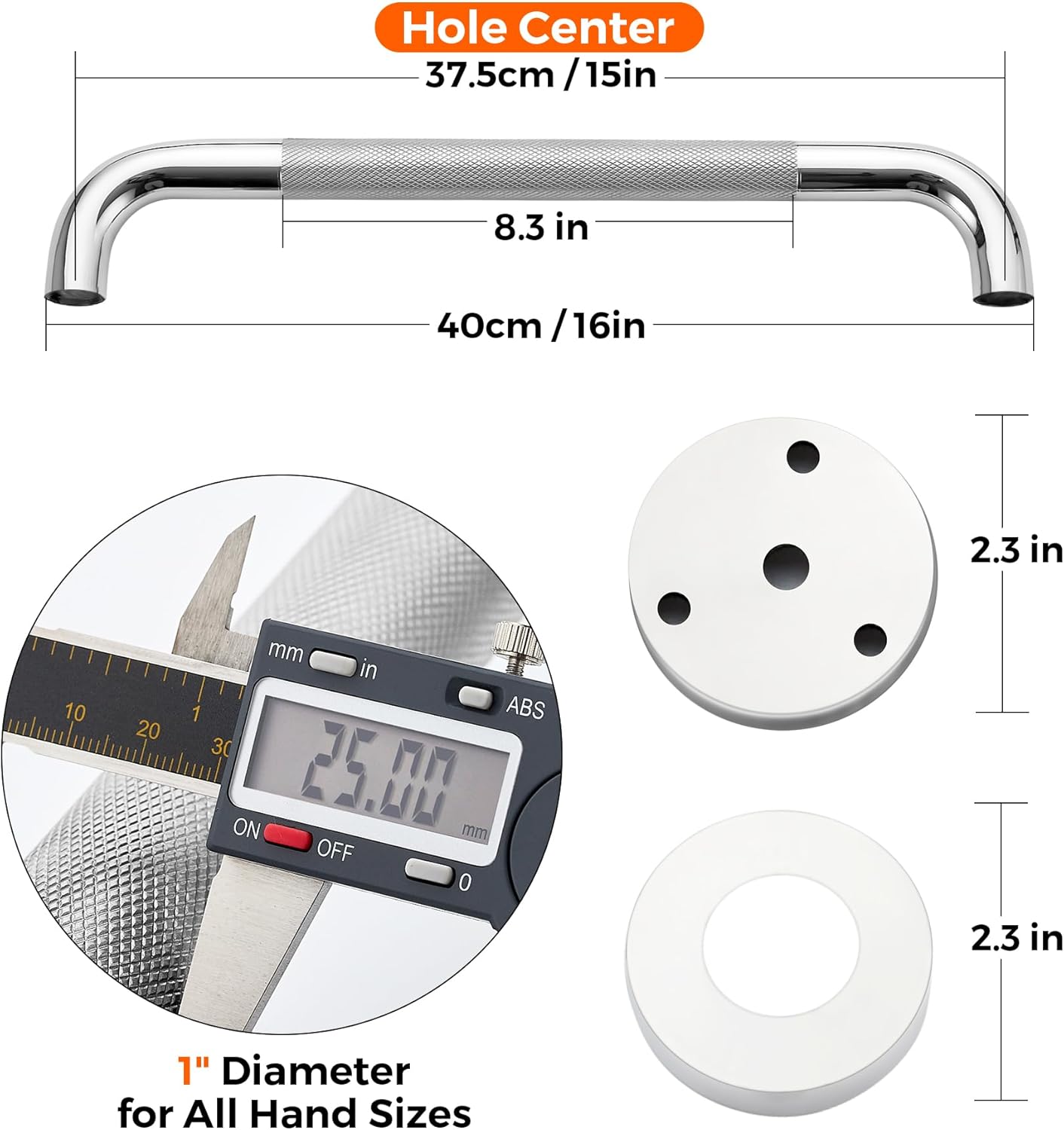 Grab Bars for Shower, 2 Pack 16-Inch Anti Slip Shower Handles for Elderly, Safety Shower Grab Bar, Stainless Steel