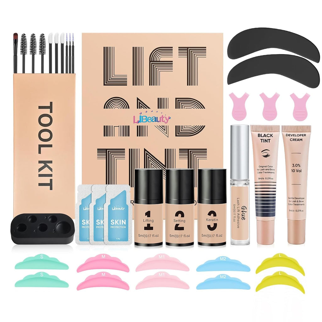 Lash Lift Kit and Black Color Kit, Brow Lamination Kit Friendly for Beginner Easy Use Safe Effective Results